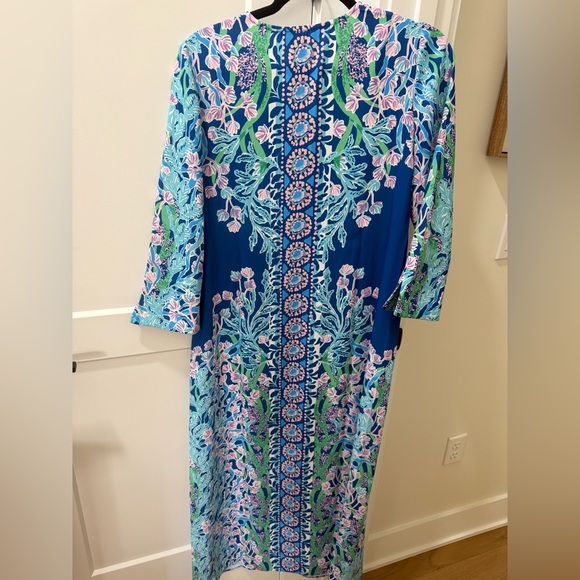 NWT Lilly Pulitzer Noland Maxi Dress Seacret Escape Engineered Woven Maxi Dress - Picture 13 of 13